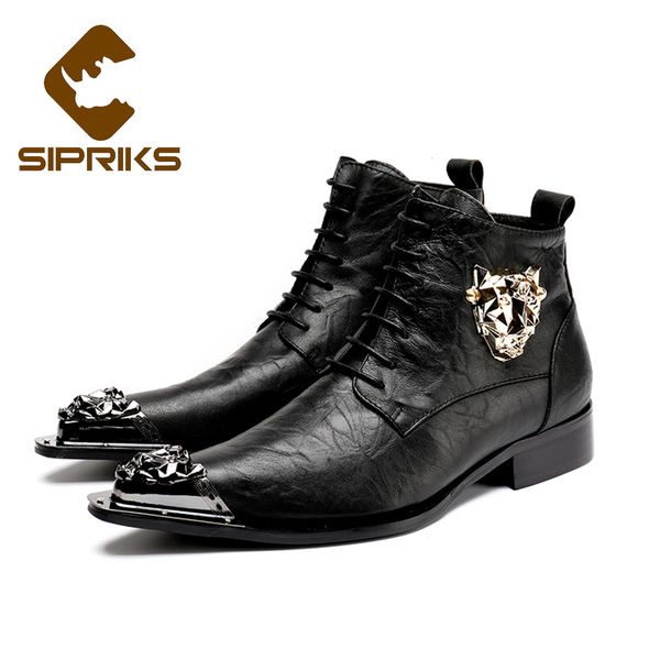 sipriks mens leather ankle boots with tiger pointed toe with metal decoration dress shoes fashion black lace dress boots
sipriks mens leather ankle boots with tiger pointed toe with metal decoration dress shoes fashion black lace dress boots