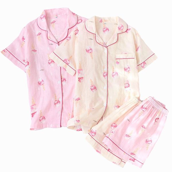 spring and summer ladies pajamas set cartoon ice-cream printed short sleeve+shorts 100% gauze cotton sleepwear comfort homewear, Black;red
spring and summer ladies pajamas set cartoon ice-cream printed short sleeve+shorts 100% gauze cotton sleepwear comfort homewear, Black;red