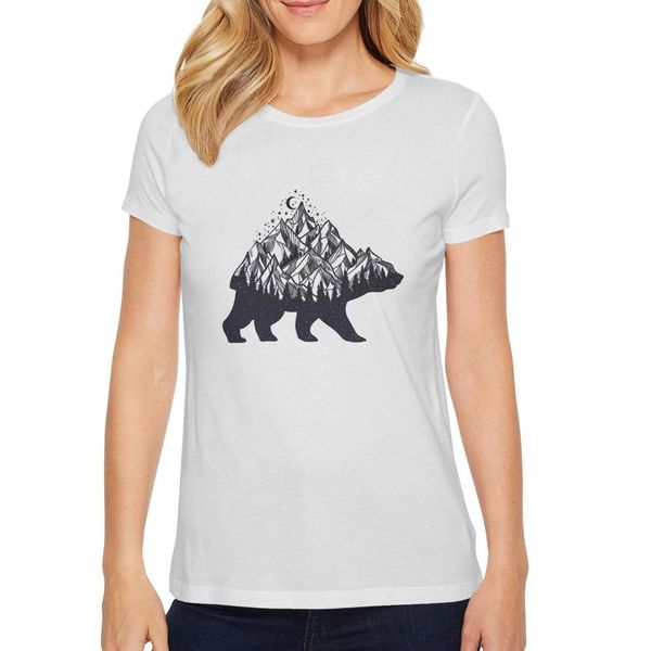 ladies bear night forest mountain fashion t-shirt design fun cotton shirt print short-sleeved fractal geometric bear look me in the when, White
ladies bear night forest mountain fashion t-shirt design fun cotton shirt print short-sleeved fractal geometric bear look me in the when, White