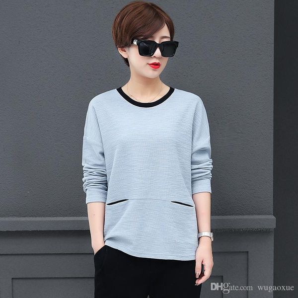 ladies long-sleeved t shirt female loose 2019 spring tees women's round neck solid color t shirts j72, White
ladies long-sleeved t shirt female loose 2019 spring tees women's round neck solid color t shirts j72, White