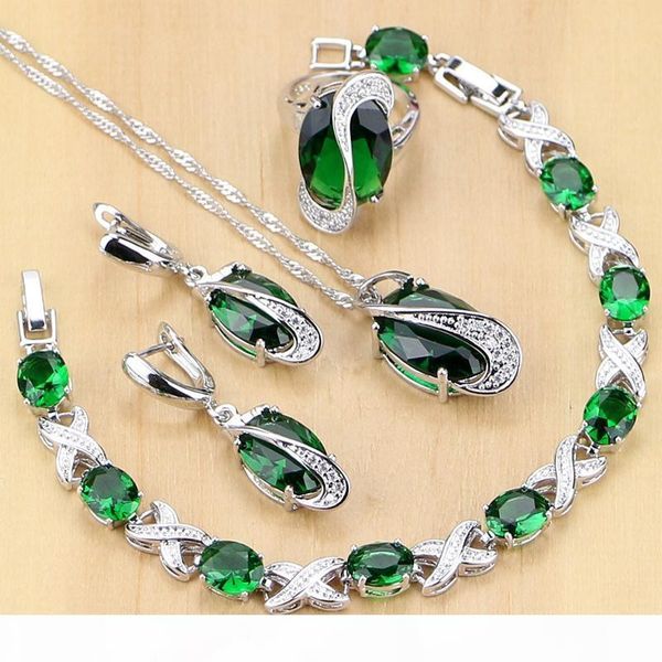 925 sterling silver jewelry green zircon white cz jewelry sets women earrings pendant necklace rings bracelet t225
925 sterling silver jewelry green zircon white cz jewelry sets women earrings pendant necklace rings bracelet t225