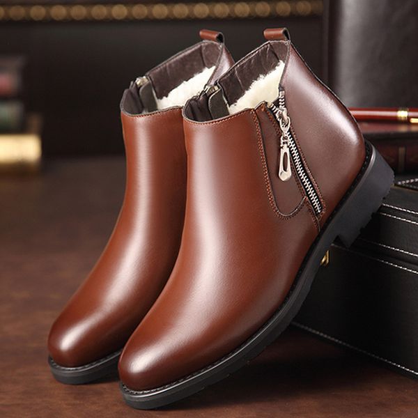 men shoes winter warm man snow boots with fur retro leather male ankle boots zipper high mans footwear 889, Black
men shoes winter warm man snow boots with fur retro leather male ankle boots zipper high mans footwear 889, Black