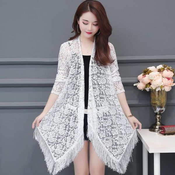 plus size 5xl women lace open stitch coat tassels patchwork irregularity veste femme 2019 new summer solid thin jacket ae322, Black;brown
plus size 5xl women lace open stitch coat tassels patchwork irregularity veste femme 2019 new summer solid thin jacket ae322, Black;brown