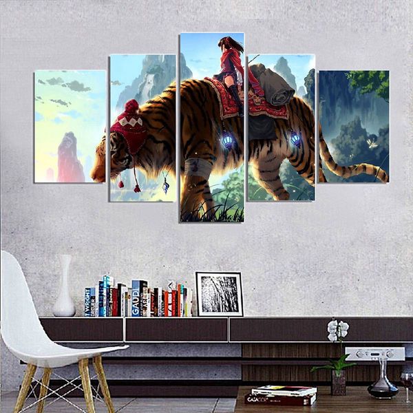 5pcs/set unframed girl riding a tiger anime hd print on canvas wall art painting for living room decor
5pcs/set unframed girl riding a tiger anime hd print on canvas wall art painting for living room decor
