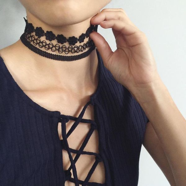 new fashion jewelry vintage 3 pieces set flower black lace chokers necklaces for women party clavicle chain accessories gifts, Golden;silver
new fashion jewelry vintage 3 pieces set flower black lace chokers necklaces for women party clavicle chain accessories gifts, Golden;silver