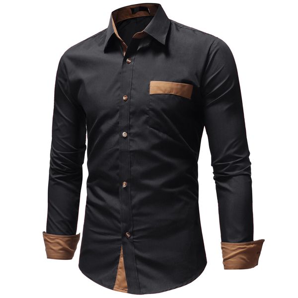dropshipping men shirts 2018 brand casual slim long sleeve shirt men business social dress shirt plus size cotton clothes, White;black 
dropshipping men shirts 2018 brand casual slim long sleeve shirt men business social dress shirt plus size cotton clothes, White;black