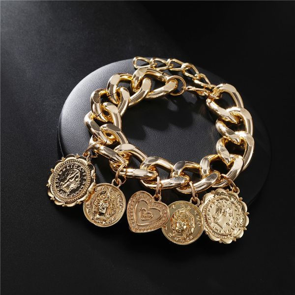link, chain exaggerate hip hop portrait coin multi pendants bracelet fashion jewelry women charms cuff cuban thick hand female, Black
link, chain exaggerate hip hop portrait coin multi pendants bracelet fashion jewelry women charms cuff cuban thick hand female, Black