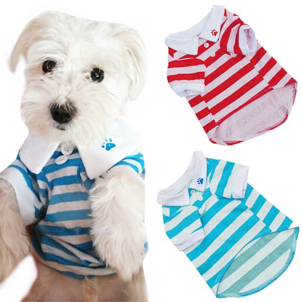 1 pc pet clothes for small dogs cats xs-l cute dog puppy t shirt clothes lapel stripe cotton pet 30d19
1 pc pet clothes for small dogs cats xs-l cute dog puppy t shirt clothes lapel stripe cotton pet 30d19