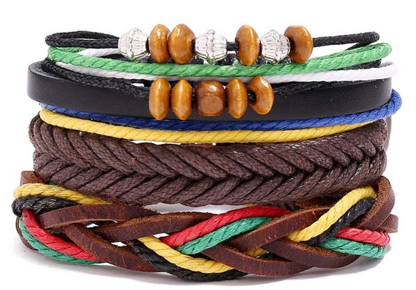 man's cowhide leather bracelet diy hand woven beading multilayer colored wax rope combination suit bracelet size adjusted 3styles/1set, Black
man's cowhide leather bracelet diy hand woven beading multilayer colored wax rope combination suit bracelet size adjusted 3styles/1set, Black