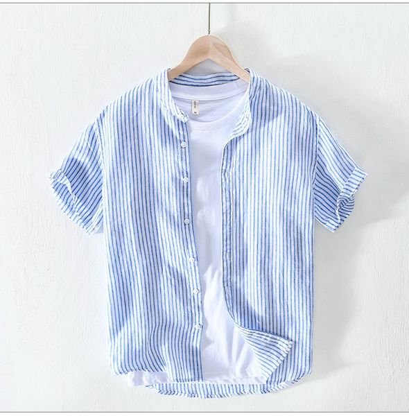 flax stripe loose mens shirts casual stand neck men designer clothing youth summer thin short sleeve male shirts, White;black
flax stripe loose mens shirts casual stand neck men designer clothing youth summer thin short sleeve male shirts, White;black