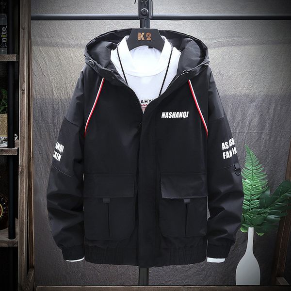 autumn fashion bomber hooded jacket men casual slim letter windbreaker outer male outwear zipper coat korean vintage clothing, Black;brown
autumn fashion bomber hooded jacket men casual slim letter windbreaker outer male outwear zipper coat korean vintage clothing, Black;brown