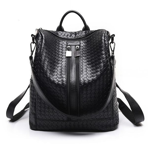 women's bag pu leather backpack street bag black zipper shoulder bags tote female european fashion large bag
women's bag pu leather backpack street bag black zipper shoulder bags tote female european fashion large bag