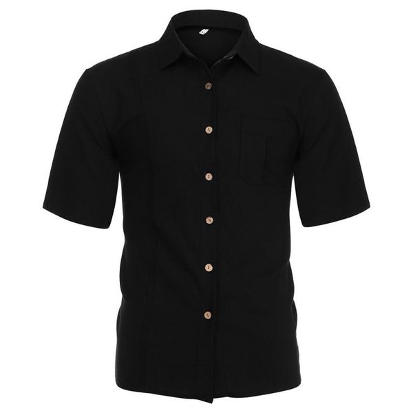 fashion new shirts pocket short sleeve button lapel men's linen solid color casual shirt, White;black
fashion new shirts pocket short sleeve button lapel men's linen solid color casual shirt, White;black