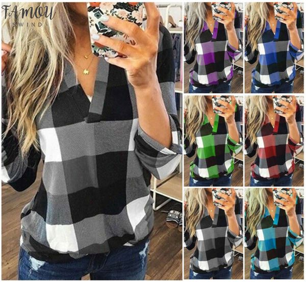 new women v neck check lattice plaid shirt long sleeve lady casual loose blouse plus size s 3xl, White
new women v neck check lattice plaid shirt long sleeve lady casual loose blouse plus size s 3xl, White