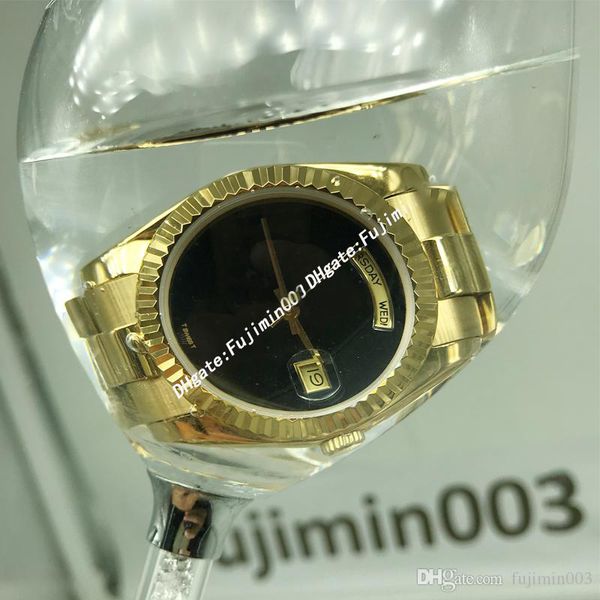 50 metres waterproof watch men automatic 36MM DAY DATE Black face Mechanics men's watches Sapphire 18K Gold Stainless steel 
50 metres waterproof watch men automatic 36MM DAY DATE Black face Mechanics men's watches Sapphire 18K Gold Stainless steel