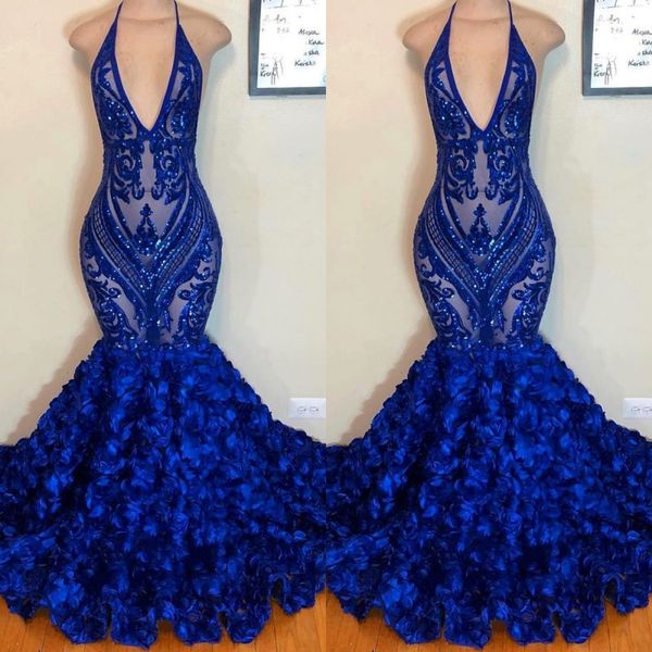 chic halter v-neck sequins hand made flower prom gowns sleeveless royal blue mermaid evening party dresses, Black
chic halter v-neck sequins hand made flower prom gowns sleeveless royal blue mermaid evening party dresses, Black