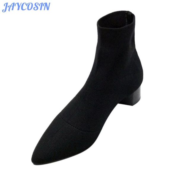 jaycosin knitted elastic socks boots medium heeled short boots for women zipper square heel shoes zapatos de mujer, Black
jaycosin knitted elastic socks boots medium heeled short boots for women zipper square heel shoes zapatos de mujer, Black