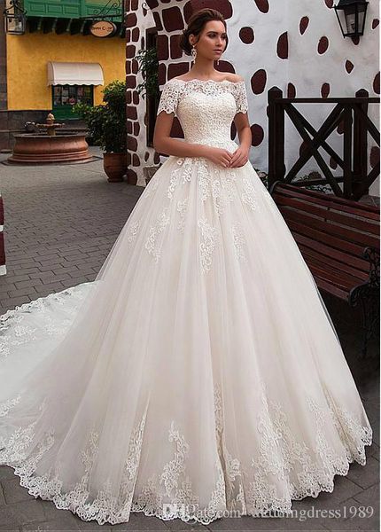 exquisite lace capped sheer ivory wedding dresses sheer bateau neck applique train ball vestido de novia bridal gown plus size arabic, White
exquisite lace capped sheer ivory wedding dresses sheer bateau neck applique train ball vestido de novia bridal gown plus size arabic, White