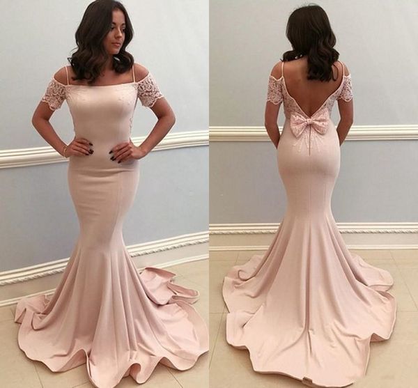 2019 elegant simple satin spaghetti mermaid prom dresses lace bow backless evening party dress formal evening gowns custom made, Black
2019 elegant simple satin spaghetti mermaid prom dresses lace bow backless evening party dress formal evening gowns custom made, Black