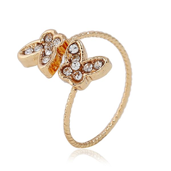 new open butterfly ring korean version of personality women creative fashion drill simple ring, Golden;silver
new open butterfly ring korean version of personality women creative fashion drill simple ring, Golden;silver