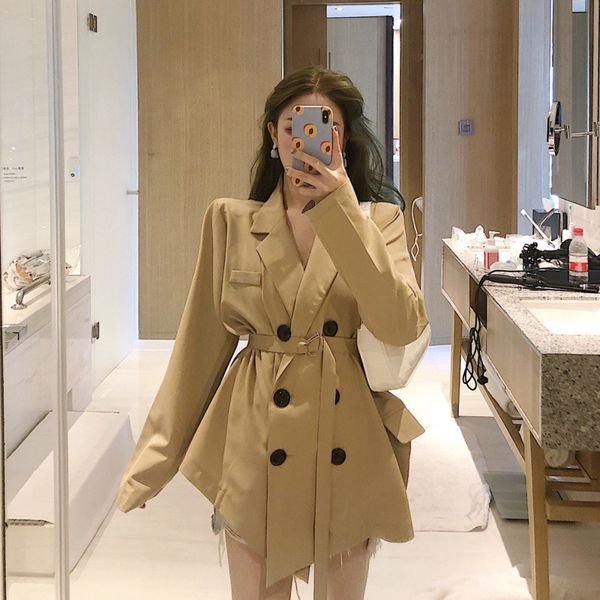 women's wild buttons waist temperament small suit jacket clothes plus size tweed jacket acket fall overgrown coat casual, White;black
women's wild buttons waist temperament small suit jacket clothes plus size tweed jacket acket fall overgrown coat casual, White;black