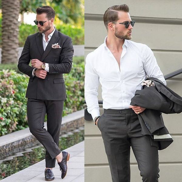 chic black wedding mens suits slim fit bridegroom tuxedos for men two pieces groomsmen suit formal business jackets with square scarf, Black;gray
chic black wedding mens suits slim fit bridegroom tuxedos for men two pieces groomsmen suit formal business jackets with square scarf, Black;gray