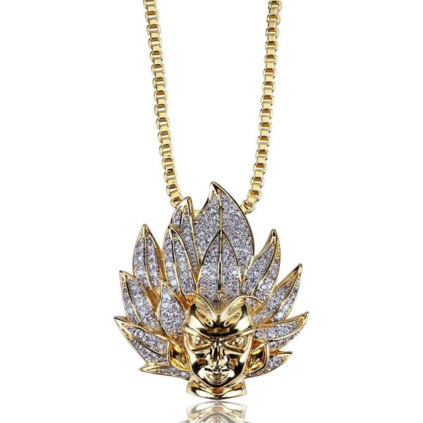 personalized cartoon super saiyan wukong portrait pendant chain necklace 18k gold plated cz cublic zirconia diamond hip hop jewelry for men, Silver
personalized cartoon super saiyan wukong portrait pendant chain necklace 18k gold plated cz cublic zirconia diamond hip hop jewelry for men, Silver