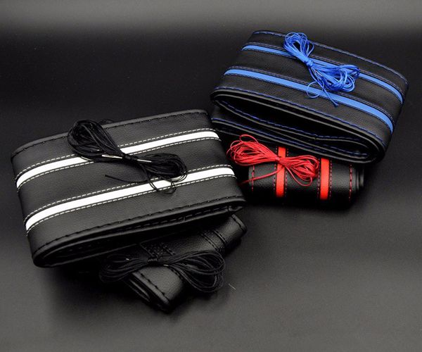 diy car steering wheel cover leather wheel-cover with needles and lines anti slip braid on hand-stitched black 38cm car interior
diy car steering wheel cover leather wheel-cover with needles and lines anti slip braid on hand-stitched black 38cm car interior