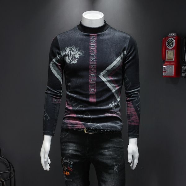 2019 autumn gold velvet high collar card printing long-sleeved t-shirt men's self-cultivation small shirt high collar bottoming tide, White;black
2019 autumn gold velvet high collar card printing long-sleeved t-shirt men's self-cultivation small shirt high collar bottoming tide, White;black