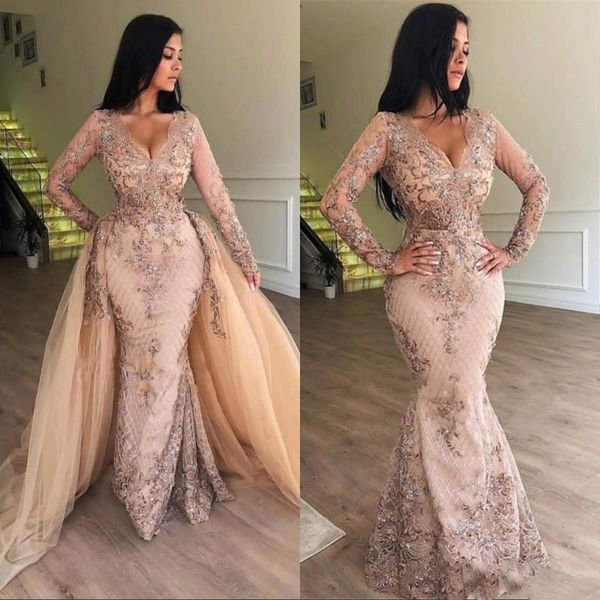 chic pink mermaid prom dresses with detachable skirt v-neck long sleeve evening dress 2019 ruffles appliques party gowns, White;black
chic pink mermaid prom dresses with detachable skirt v-neck long sleeve evening dress 2019 ruffles appliques party gowns, White;black