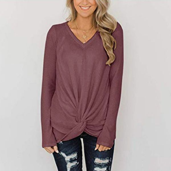 autumn womens casual tees v neck long sleeve knot waffle knit tunic womens cute twist knot women tees ladies clothes, White
autumn womens casual tees v neck long sleeve knot waffle knit tunic womens cute twist knot women tees ladies clothes, White