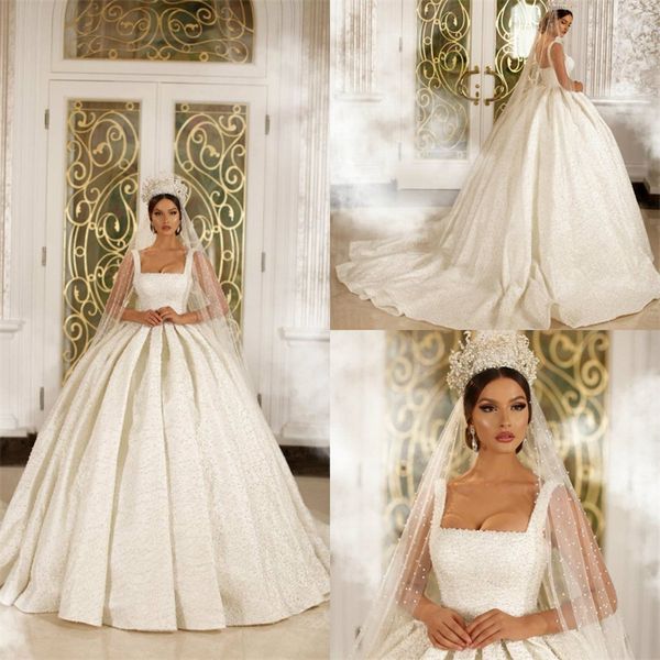 gorgeous ball gown wedding dresses spaghetti strap sleeveless full beaded pearls bridal gowns ruched sweep train abiti da sposa, White
gorgeous ball gown wedding dresses spaghetti strap sleeveless full beaded pearls bridal gowns ruched sweep train abiti da sposa, White