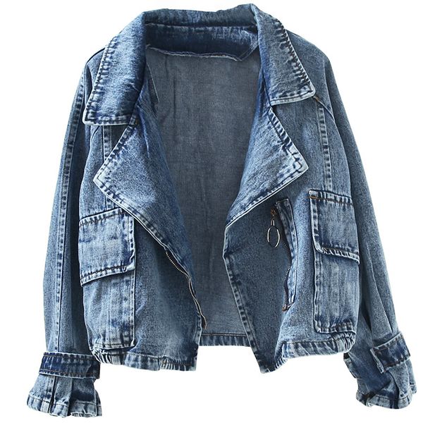 autumn women motorcycle denim jacket 2019 casual high street female long sleeve bf harajuku style bomber coats outwear, Black;brown
autumn women motorcycle denim jacket 2019 casual high street female long sleeve bf harajuku style bomber coats outwear, Black;brown