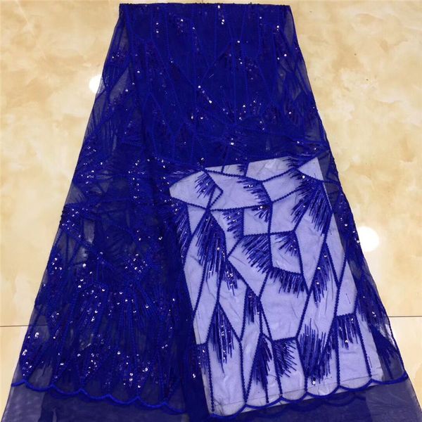 

royal blue sequined african french red mesh net lace fabric for india evening party dress fabrics 2019 new nigeria sequins voile, Pink;blue
