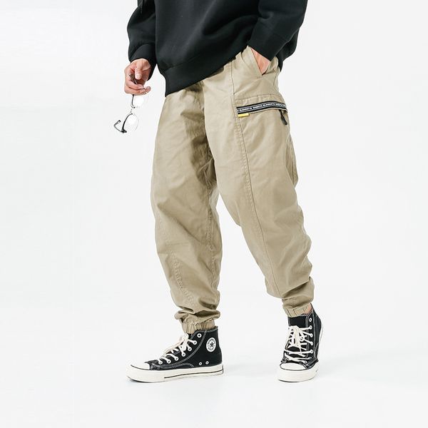 2019 new style american bib overall men's webbing large pocket autumn and winter men's casual pants loose-fit ankle banded pants, White;black
2019 new style american bib overall men's webbing large pocket autumn and winter men's casual pants loose-fit ankle banded pants, White;black