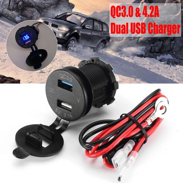 new led car dual usb charger quick charging socket adapter voltage display qc3.0 2.1a waterproof round auto power adapter 
new led car dual usb charger quick charging socket adapter voltage display qc3.0 2.1a waterproof round auto power adapter