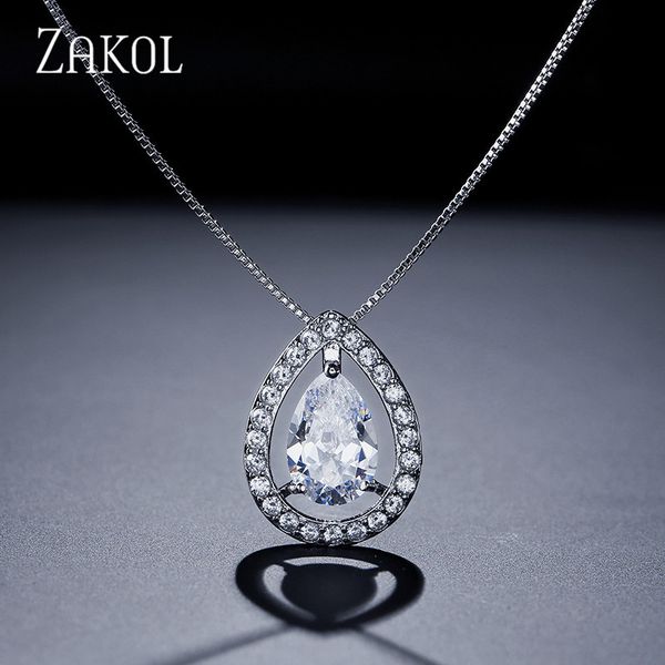 zakol new fashion design copper jewelry water drop pendant necklace big cz stone dangle necklace for women gift fsnp, Silver
zakol new fashion design copper jewelry water drop pendant necklace big cz stone dangle necklace for women gift fsnp, Silver