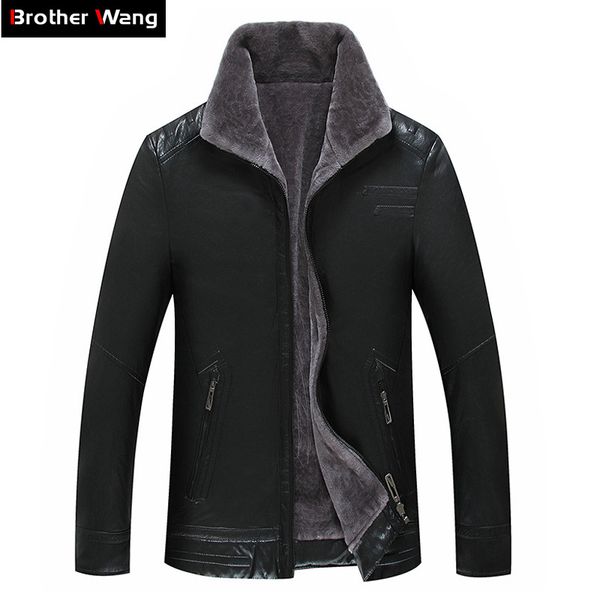 2019 winter new men's casual warm leather jacket business fashion thickening plus velvet coat male brand clothes, Black
2019 winter new men's casual warm leather jacket business fashion thickening plus velvet coat male brand clothes, Black
