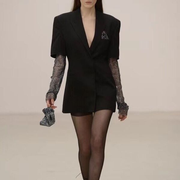 summer solid blazer for women long sleeve diamond patchwork long elegant coat female fashion clothing 2019 new z355, White;black
summer solid blazer for women long sleeve diamond patchwork long elegant coat female fashion clothing 2019 new z355, White;black