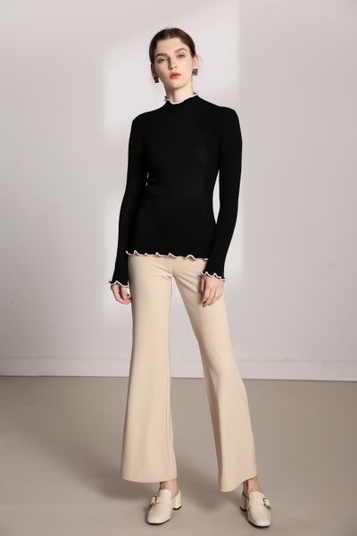 2019 autumn winter europe and america slim small a half high collar sweater solid color sweater women's lotus leaf sleeve bottoming shi, White
2019 autumn winter europe and america slim small a half high collar sweater solid color sweater women's lotus leaf sleeve bottoming shi, White