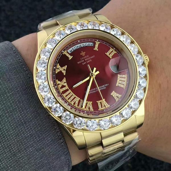 big diamond luxury brand gold watch men stainless steel day-date men's wristwatch president male clock for relogio masculino, Slivery;brown
big diamond luxury brand gold watch men stainless steel day-date men's wristwatch president male clock for relogio masculino, Slivery;brown