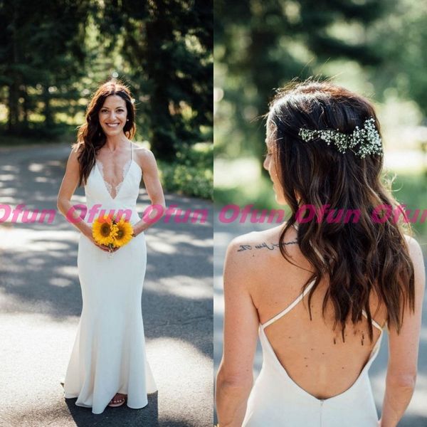 spaghetti strap criss cross back mermaid vestido de novia simple backless sweep train summer beach boho wedding dresses with appliques, White
spaghetti strap criss cross back mermaid vestido de novia simple backless sweep train summer beach boho wedding dresses with appliques, White