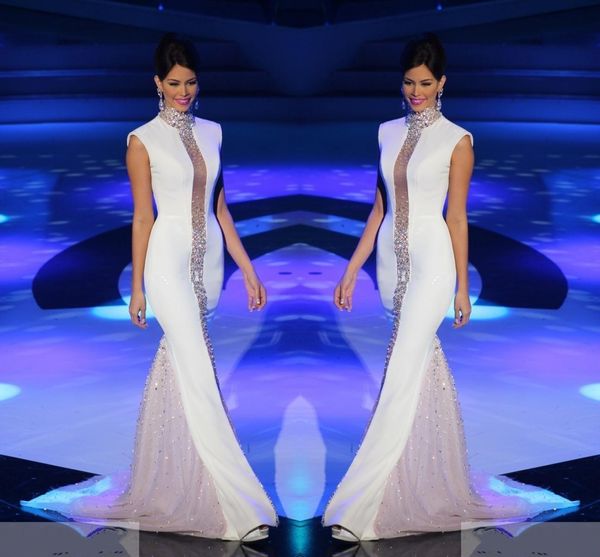 2019 miss universe pageant evening dresses white high neck bling crystals cap sleeve tulle mermaid celebrity formal prom dresses, Black;red
2019 miss universe pageant evening dresses white high neck bling crystals cap sleeve tulle mermaid celebrity formal prom dresses, Black;red