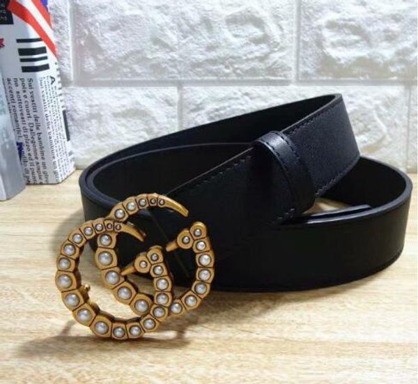 Top Quality G Fashion Genuine Leather Brand Men Women Bronze buckle Belt Black Female Dress Waist Belts Ladies Pearl Button Belt 3.8cm
Top Quality G Fashion Genuine Leather Brand Men Women Bronze buckle Belt Black Female Dress Waist Belts Ladies Pearl Button Belt 3.8cm