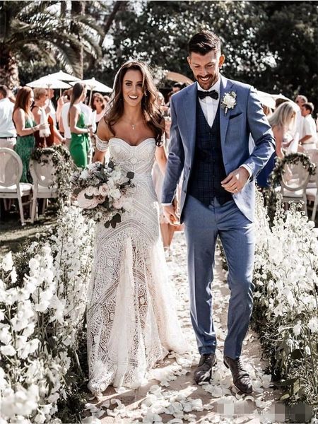 2020 lace mermaid wedding dresses off the shoulder front slit sweep train custom made plus size wedding gown vestido de novia, White
2020 lace mermaid wedding dresses off the shoulder front slit sweep train custom made plus size wedding gown vestido de novia, White
