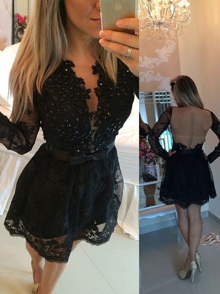 black lace short cocktail prom dress hollow back applique deep v neck long illusion sleeves mini homecoming party dress
black lace short cocktail prom dress hollow back applique deep v neck long illusion sleeves mini homecoming party dress