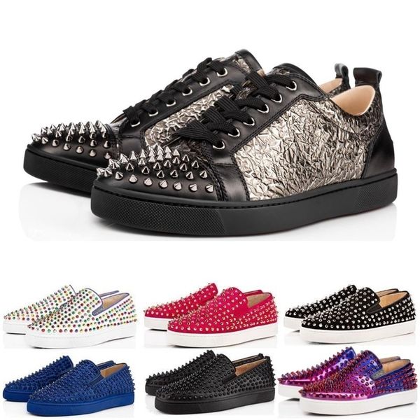 new arrival designer luxury fashion brand red bottom studded spikes flats shoes for men women black glitter party lovers casual sneakers
new arrival designer luxury fashion brand red bottom studded spikes flats shoes for men women black glitter party lovers casual sneakers