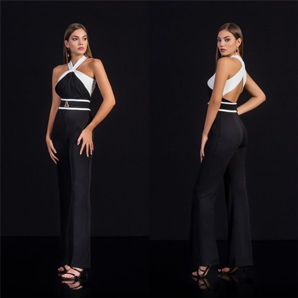 2020 white and black evening jumpsuit halter sleeveless chiffon evening gown formal elegant hollow back custom made party gown, Black;red
2020 white and black evening jumpsuit halter sleeveless chiffon evening gown formal elegant hollow back custom made party gown, Black;red