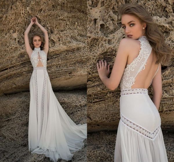 2019 ivory lace appliqued beach bohemian wedding dress vintage high neck mermaid plus size boho bridal gown custom made, White
2019 ivory lace appliqued beach bohemian wedding dress vintage high neck mermaid plus size boho bridal gown custom made, White