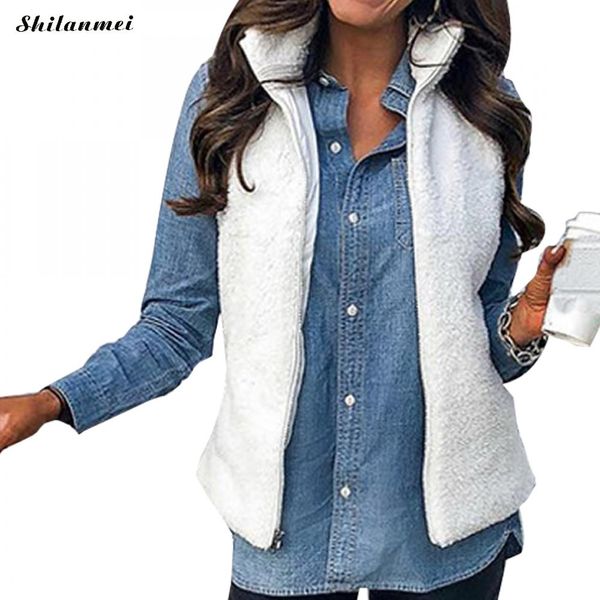 women faux fur fleece coat ladies solid jacket waistcoat winter warm sleeveless vest new causal sueter mujer zipper outwear vest, Black;white
women faux fur fleece coat ladies solid jacket waistcoat winter warm sleeveless vest new causal sueter mujer zipper outwear vest, Black;white
